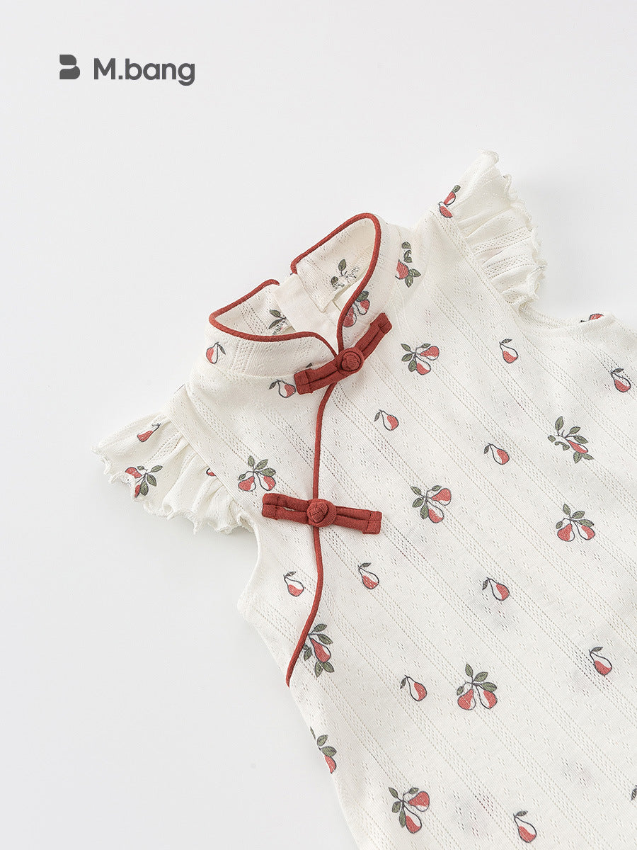 Children's Clothing Summer Ethnic Buckle Cheongsam Sisters Outfit National Children's Dress
