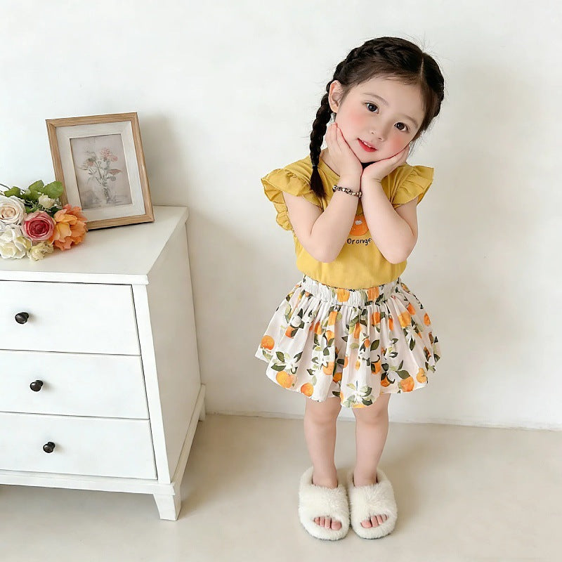 Western Style Cute Short Sleeve T-shirt Children's Suit