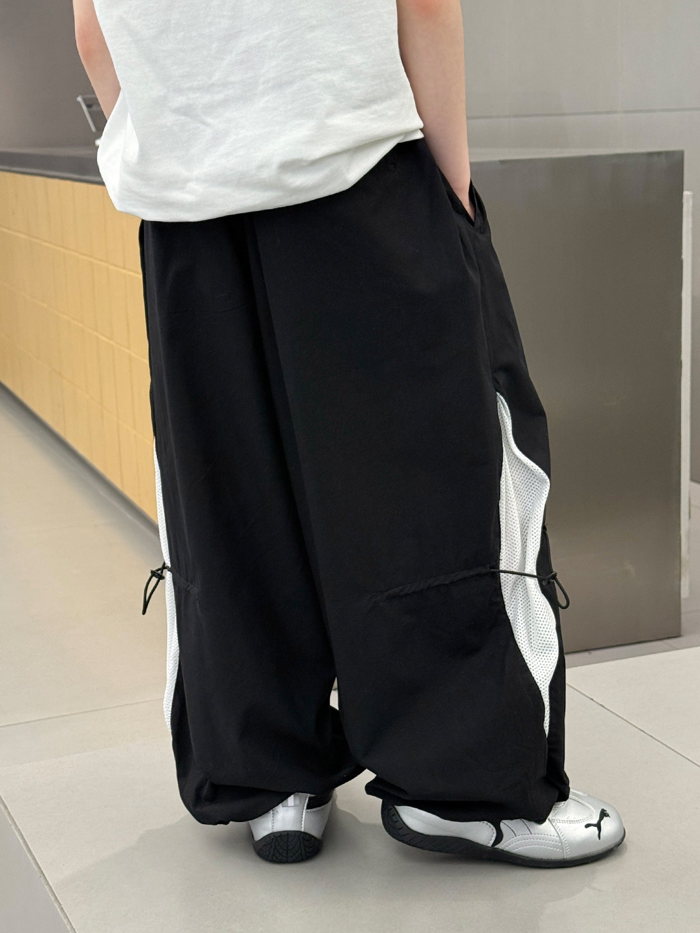 Children's Fashionable Simple Letter Splicing Design Versatile Casual Two-color Children's Pants
