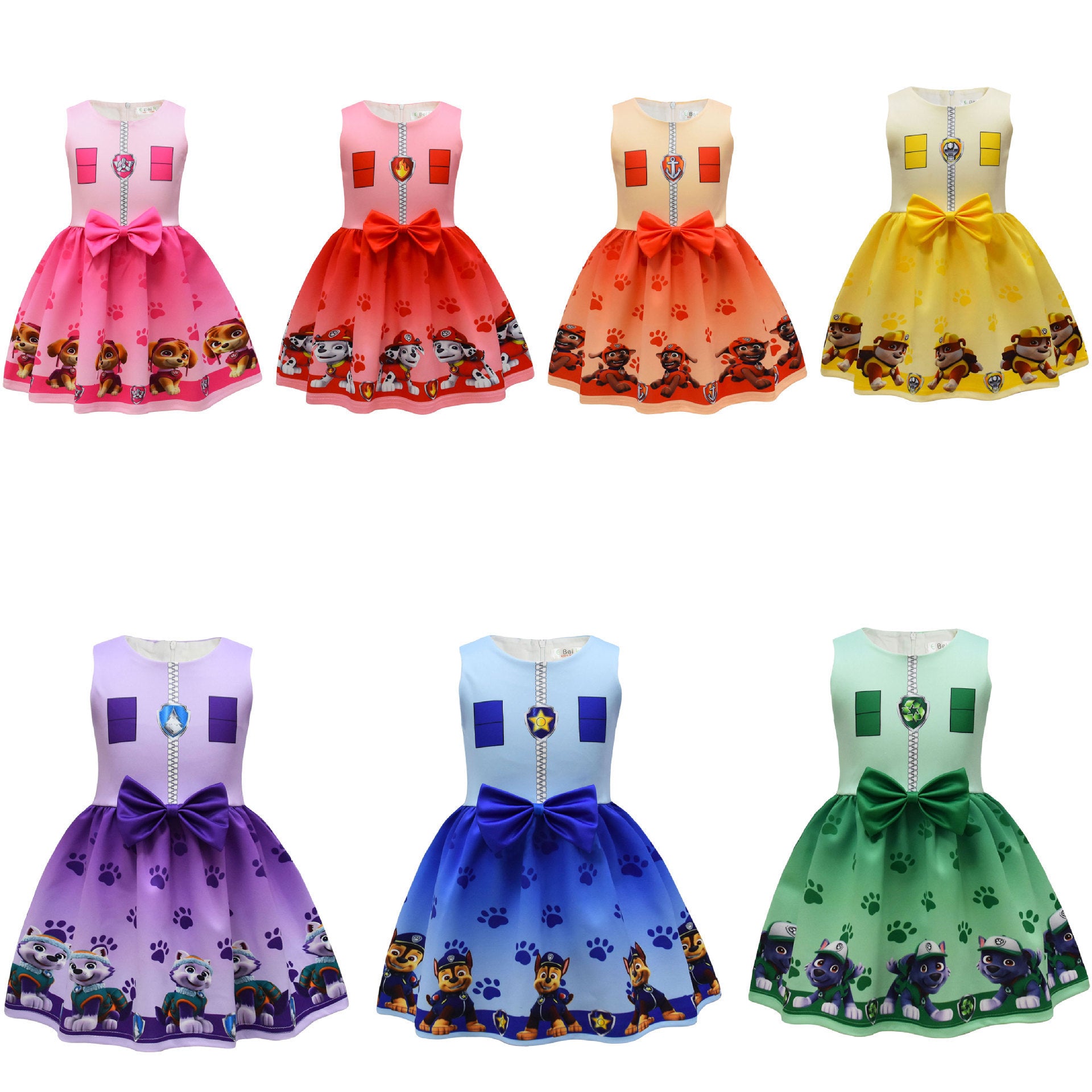 Trendy Popular Digital Printing Cartoon Bow Children's Dress