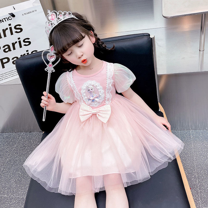 Summer Short Sleeve Princess Little Elsa Frozen Children's Dress