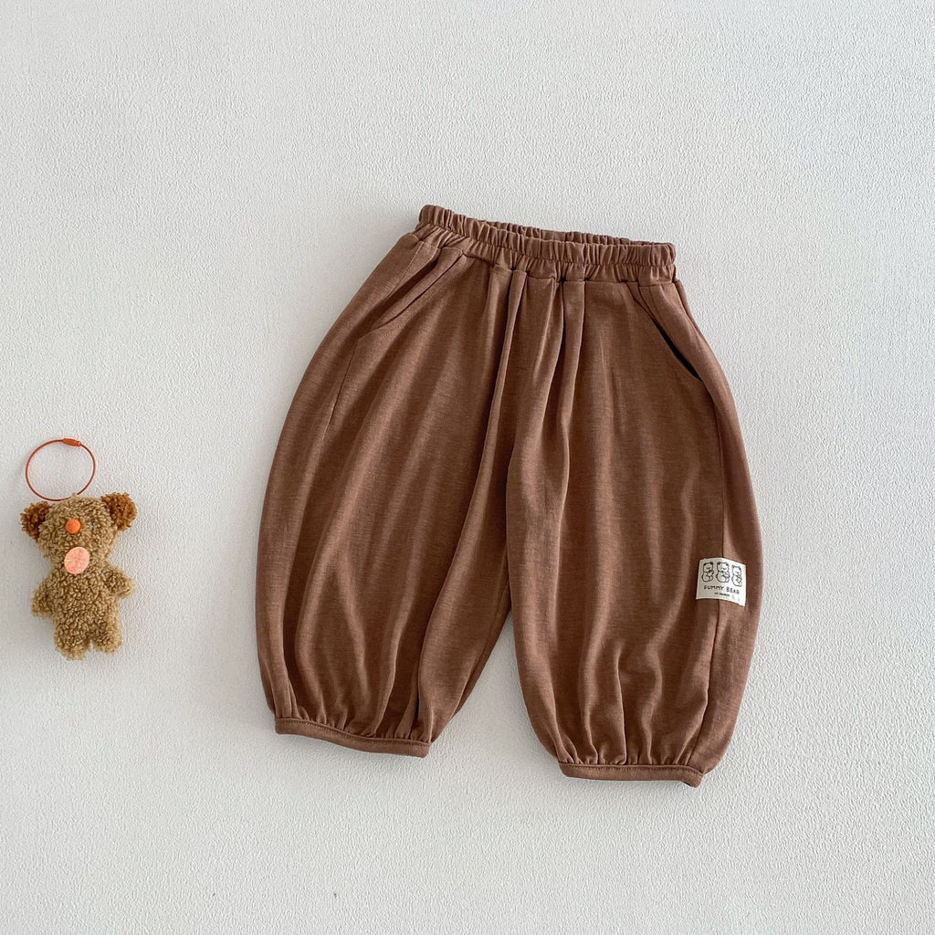 Children's Labeling Anti Mosquito Summer Thin Korean Style Solid Color Breathable Children's Pants