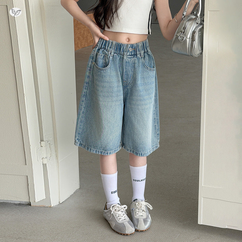 Children's Thin Denim Medium Large Back Pocket Children's Pants