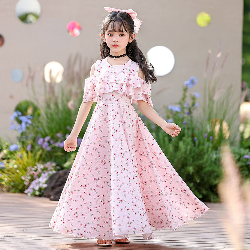 Summer Trailing Skirt Refreshing Cool Chiffon Fairy Children's Dress