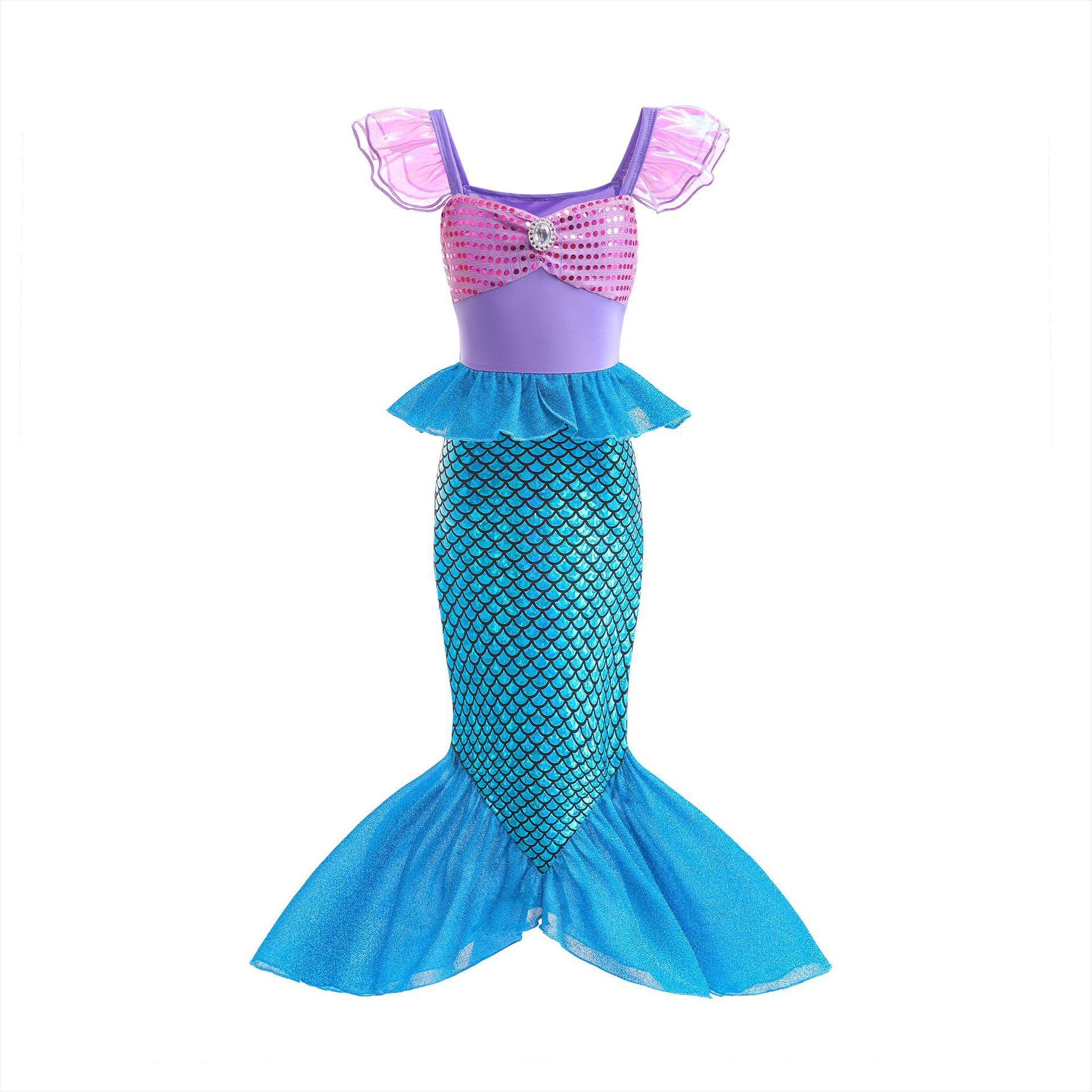 Children's Mermaid Flying Sleeve Sequins Western Style Children's Dress