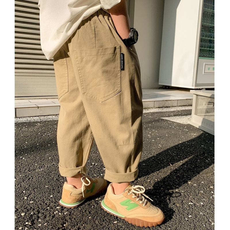Children's Summer Clothing Thin Trousers Medium Big White Fashionable Cropped Children's Pants