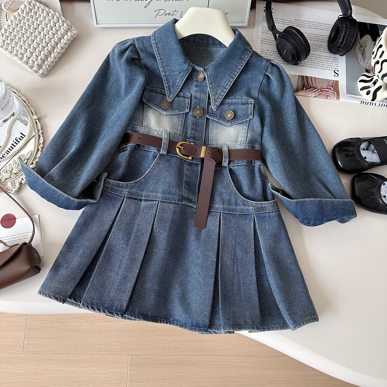 Classic Children's Autumn Denim Korean Princess Children's Dress