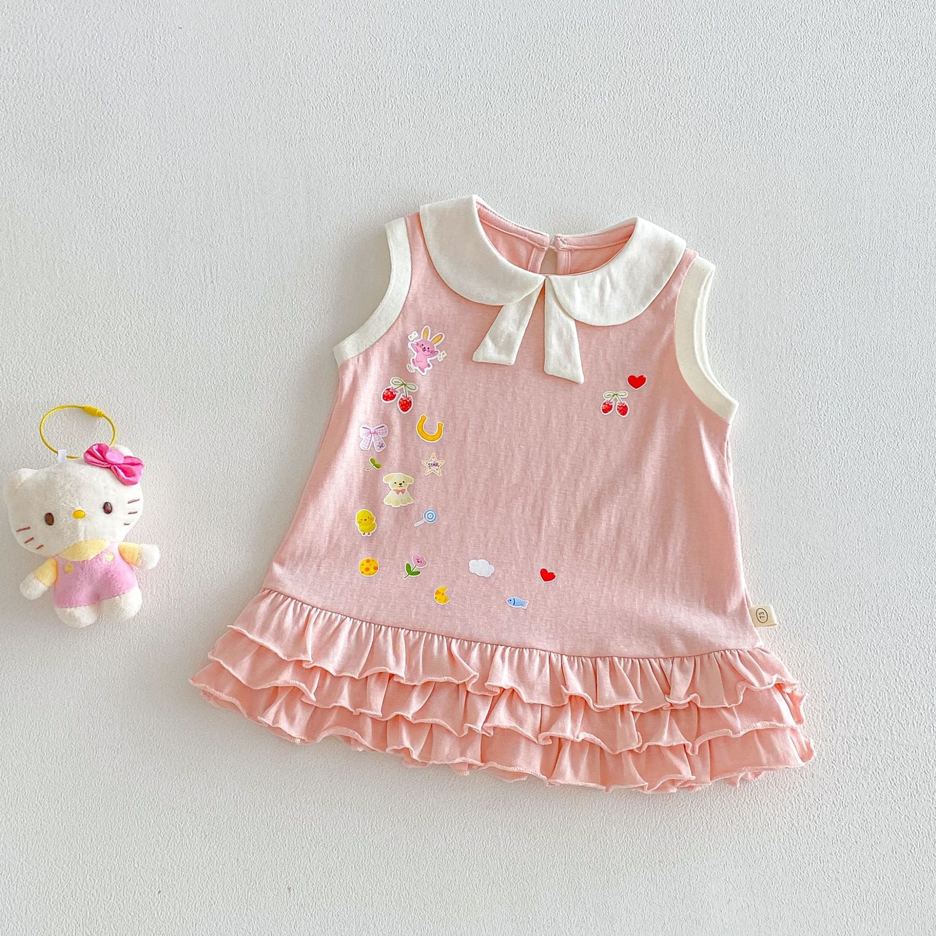 Children's Cartoon Summer Doll Collar Super Cute Vest Korean Style Skirt Children's Dress