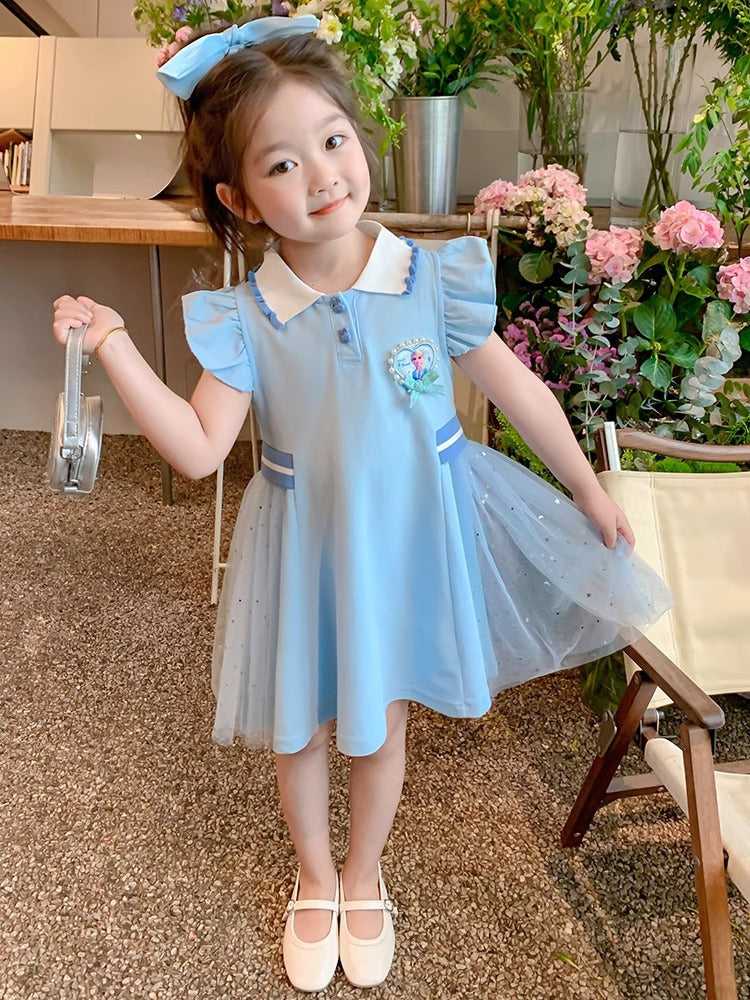 Children's Princess Summer Clothing Short-sleeved Preppy Style Children's Dress