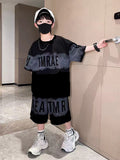 Children's Letter Printing Loose Leisure Teen Boys Short-sleeved Shorts Two-piece Children's Suit