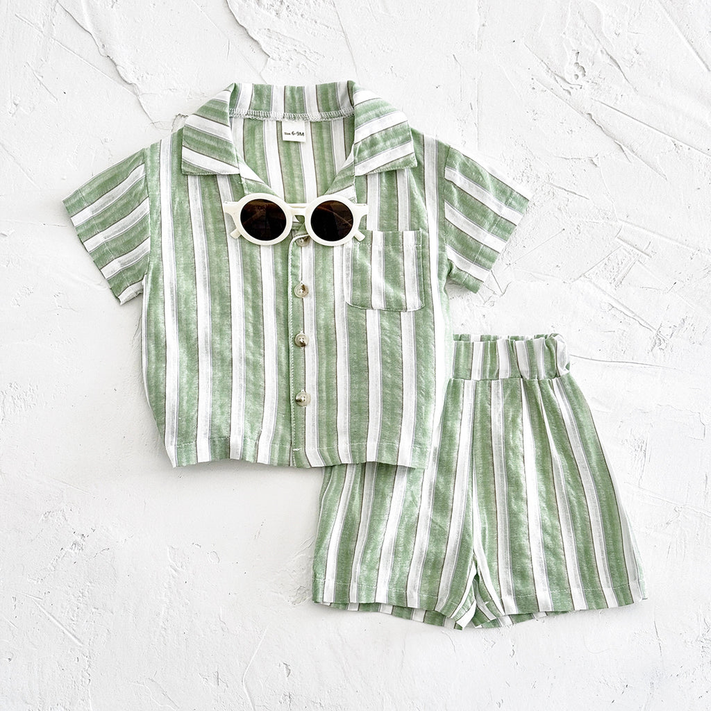 Cool Breathable Short-sleeved Sports Shorts Striped Summer Children's Suit