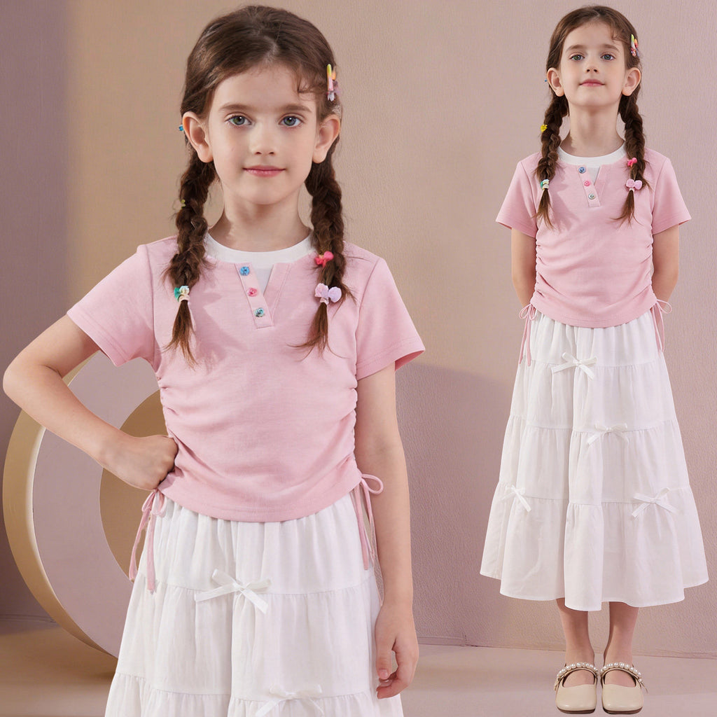 Children's Sweet Set Skirt Summer Fashionable Small Comely Short-sleeved T-shirt Children's Suit