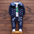 Children's Spring Clothes Korean Denim Three-piece Set Children's Suit