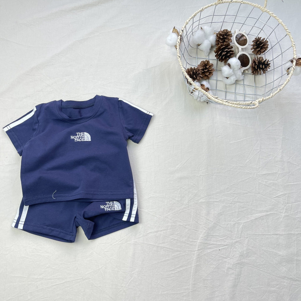 Women's & Men's Summer Short-sleeved Shorts T-shirt Sports Two-piece Set Pure Color Children's Suit