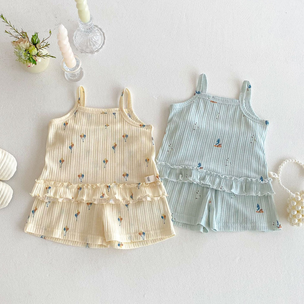 No Straps Cartoon Fashionable Printed Two-piece Children's Suit