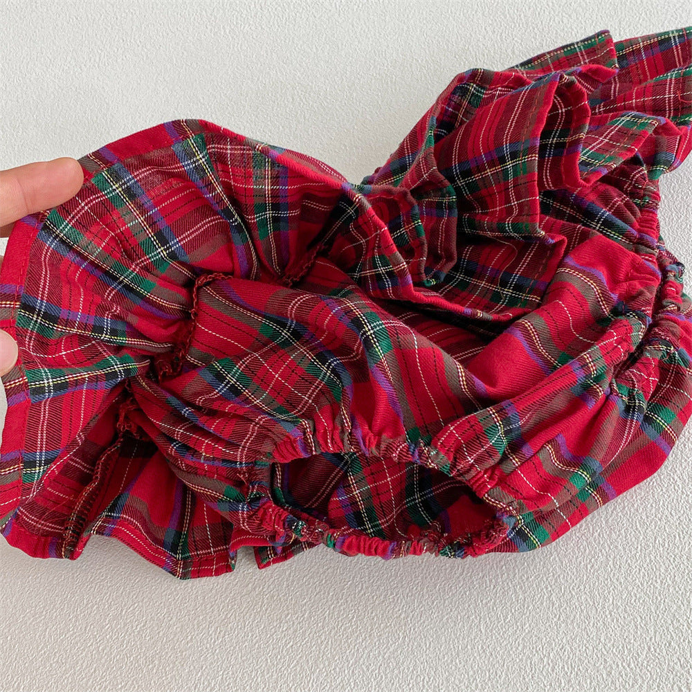 Cake Skirt Trousers Christmas Infant Red Plaid Large Children's Pants