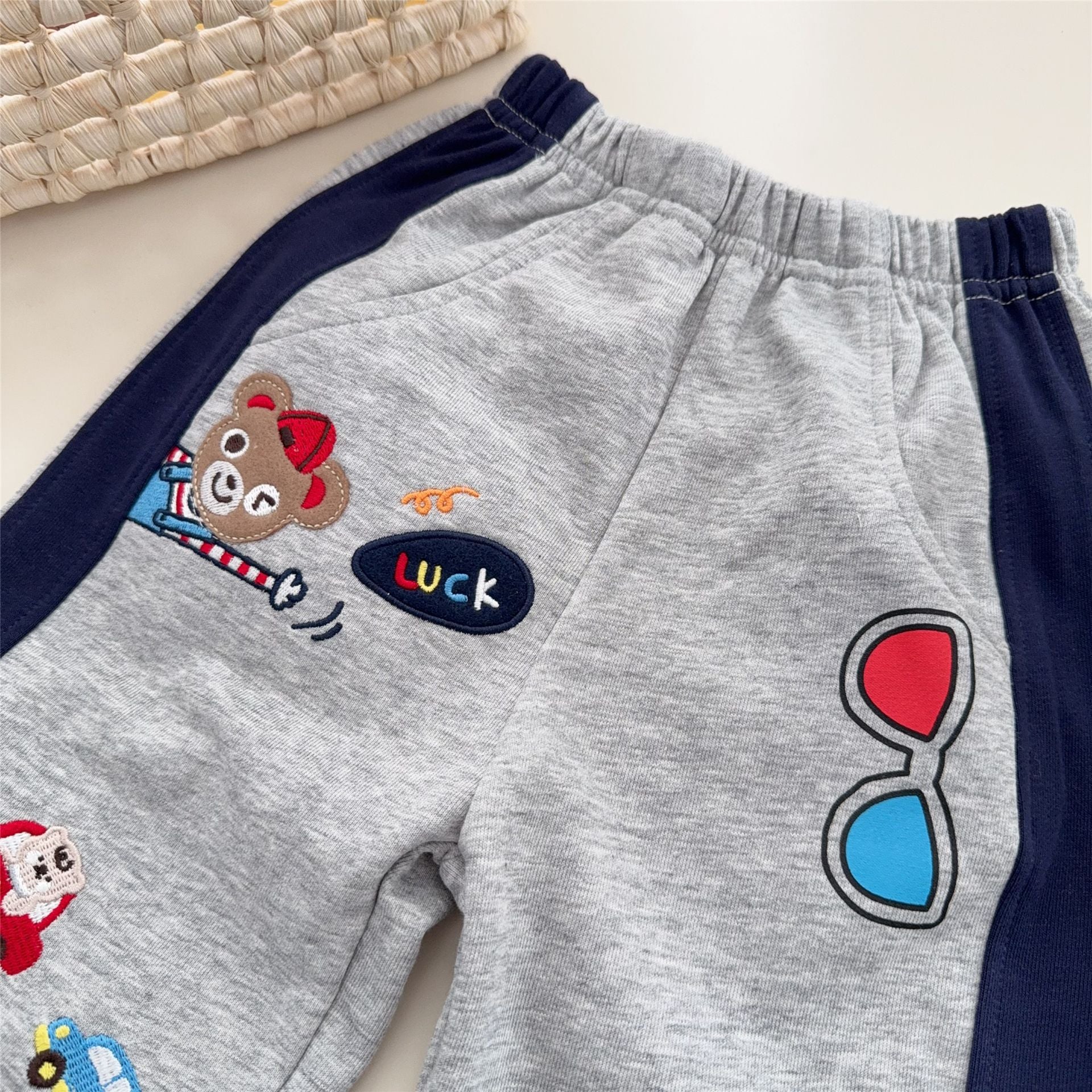 Women's & Men's Spring Crawler Cartoon Bear Irregular Color Children's Pants