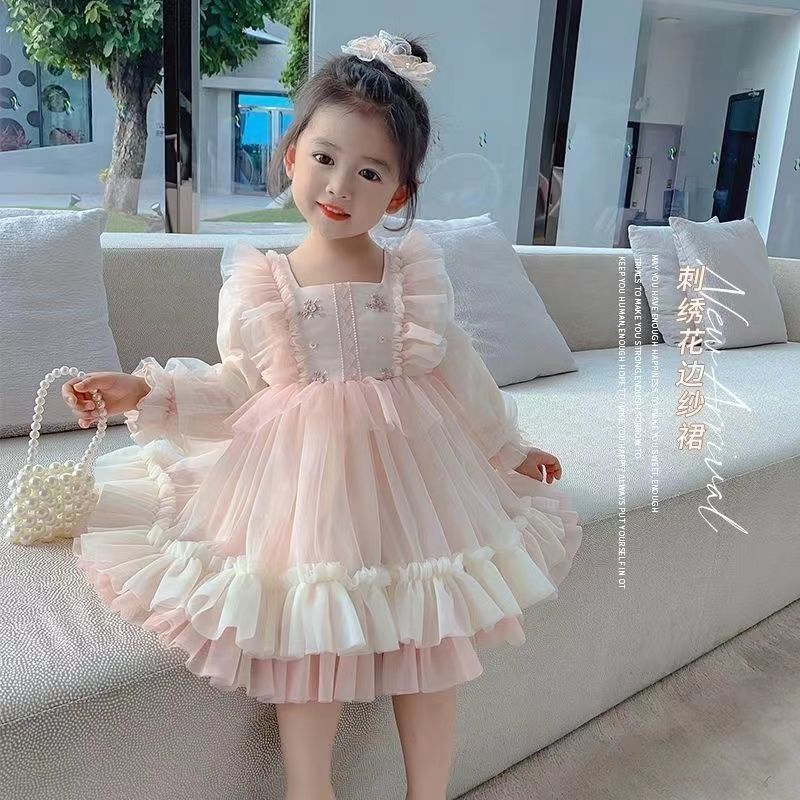 Children's Style Big Little Fashionable Long Sleeve Princess Children's Dress