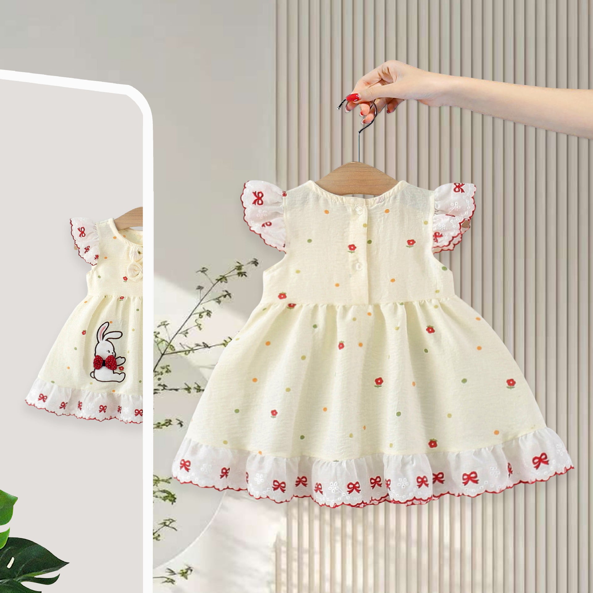 Children's Korean Style Summer Flounced Sleeve Princess Children's Dress
