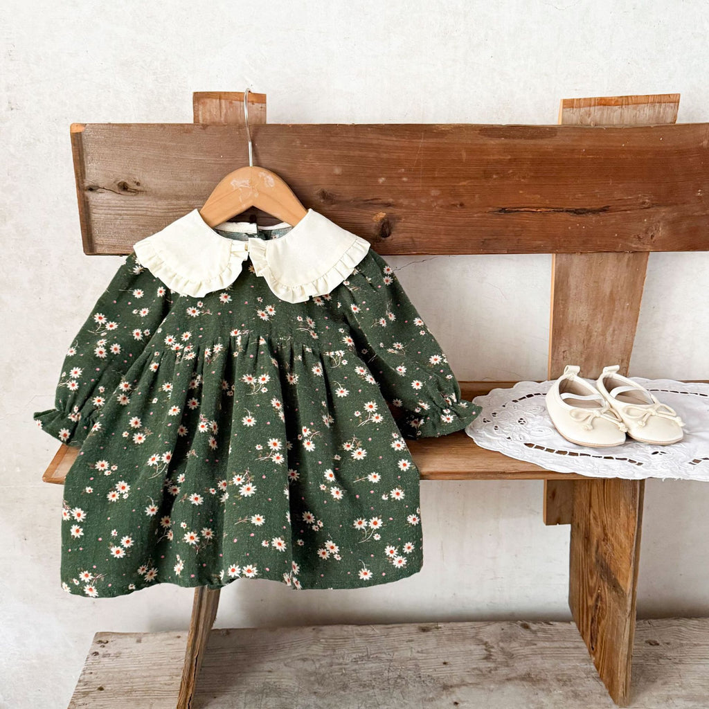 Korean Style Pure Cotton Printing Lapel Soft Children's Dress