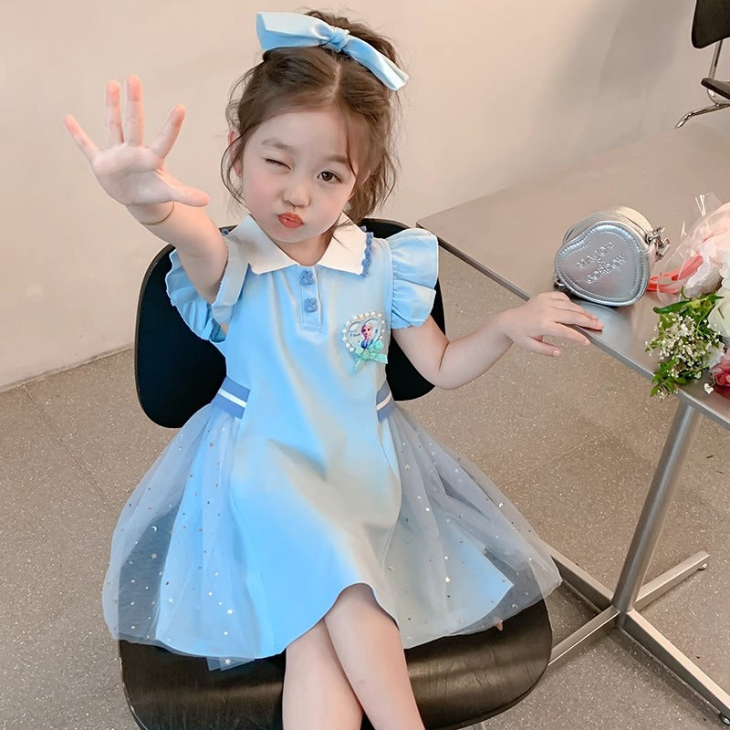 Children's Princess Summer Clothing Short-sleeved Preppy Style Children's Dress