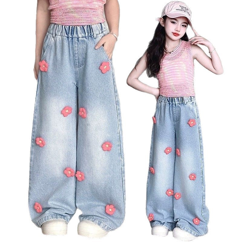 Children's Medium Big Jeans Loose Western Style Children's Pants
