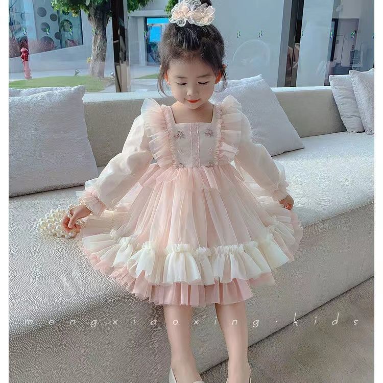 Children's Style Big Little Fashionable Long Sleeve Princess Children's Dress
