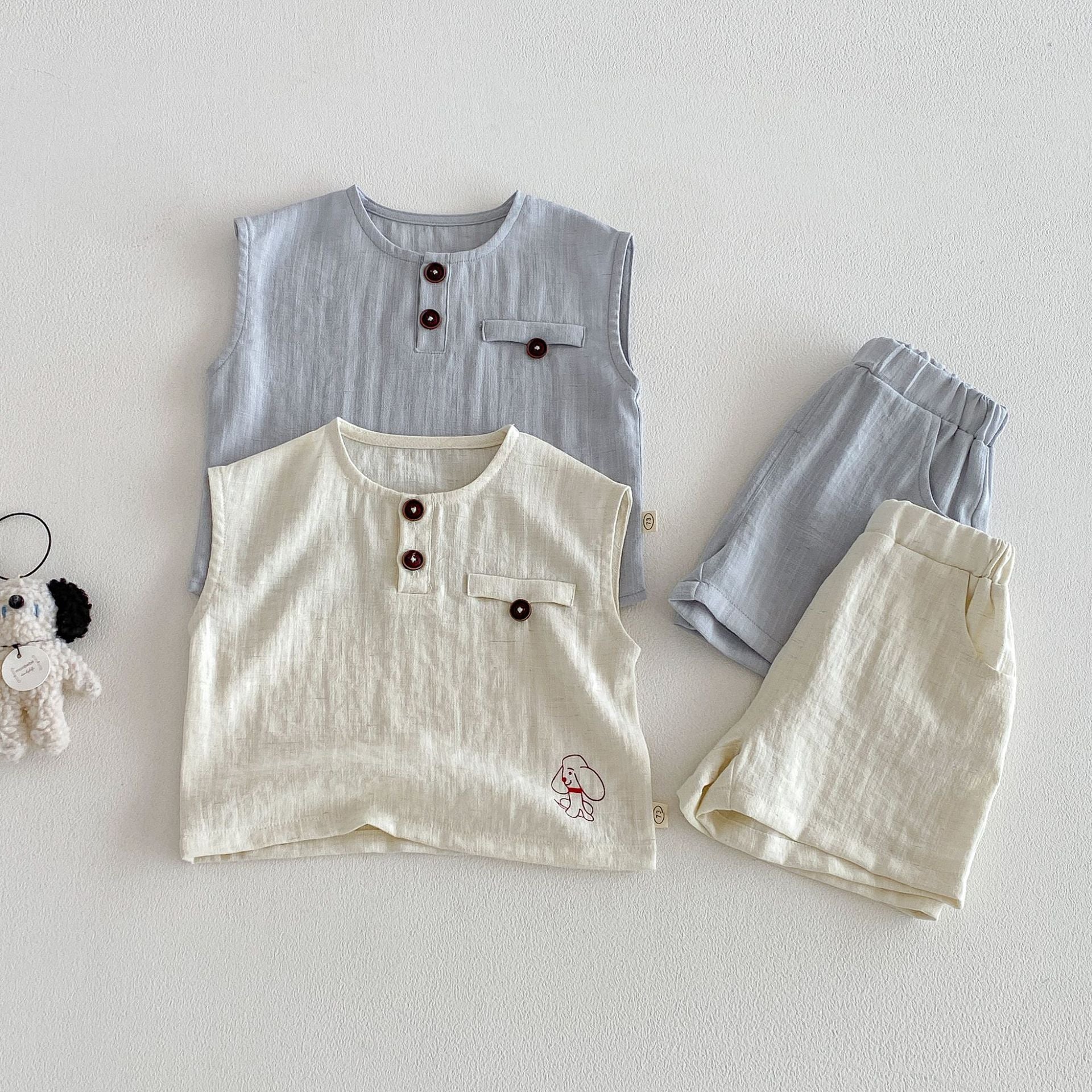 Summer Fashion Cartoon Printed T-shirt Korean Children's Suit