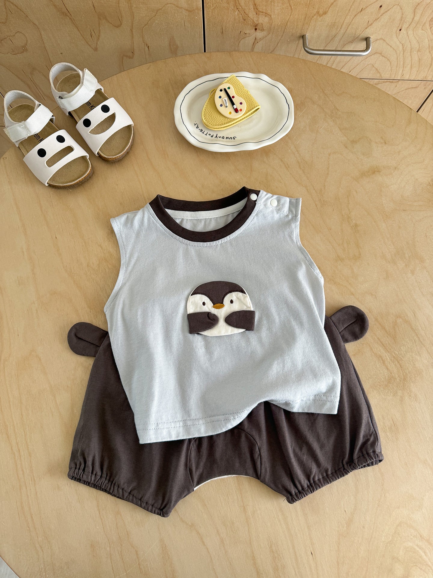 Summer Infant Boy Cartoon Sleeveless T-shirt Pants Children's Suit
