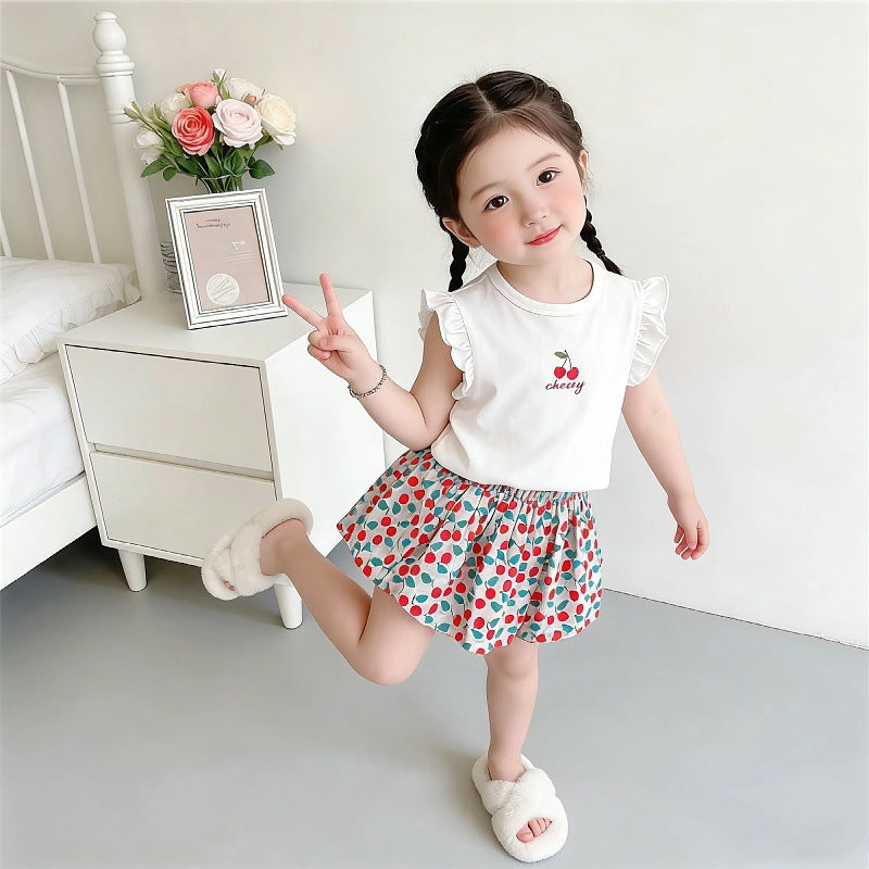Western Style Cute Short Sleeve T-shirt Children's Suit