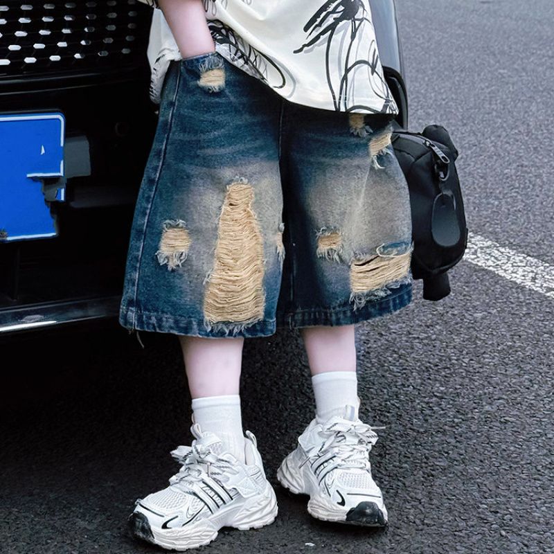 Summer Middle Big Pattern Denim With Children's Pants