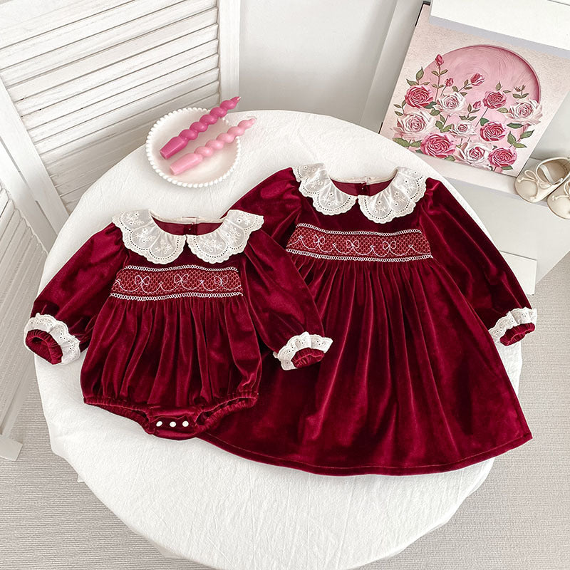 Veet Long Sleeves Rompers Romper Sisters Children's Dress