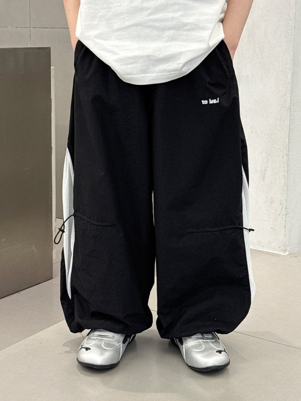 Children's Fashionable Simple Letter Splicing Design Versatile Casual Two-color Children's Pants