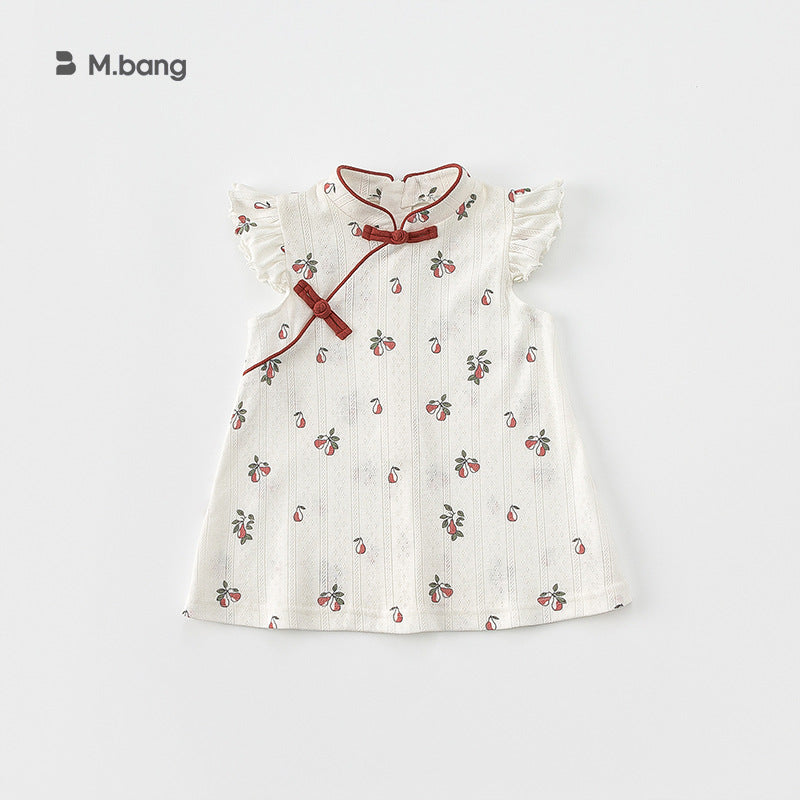 Children's Clothing Summer Ethnic Buckle Cheongsam Sisters Outfit National Children's Dress