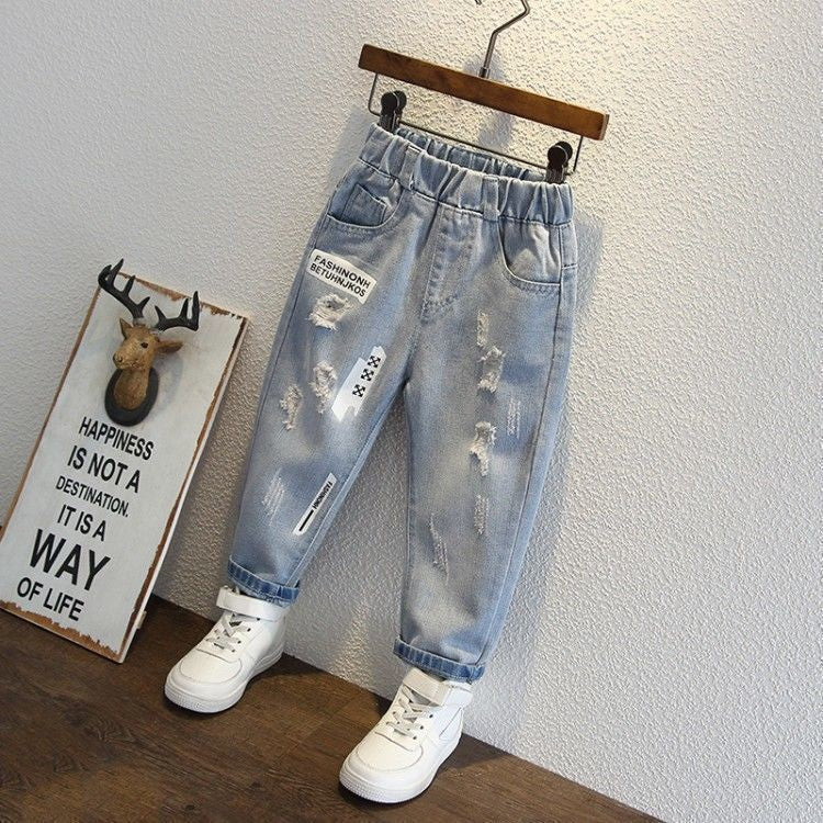 Children's Middle Big Jeans Trousers Baggy Korean Children's Pants