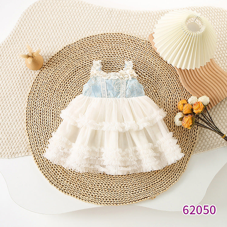 Children's Summer Clothing Western Style Lace Strap Children's Dress