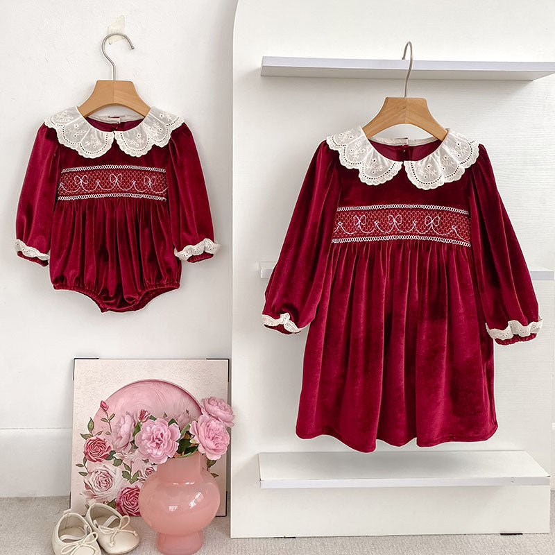 Veet Long Sleeves Rompers Romper Sisters Children's Dress