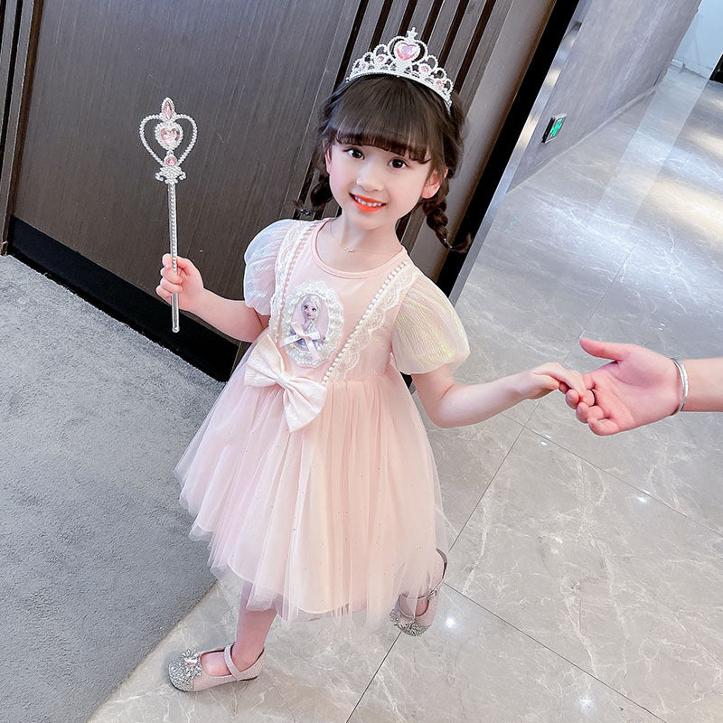 Summer Short Sleeve Princess Little Elsa Frozen Children's Dress