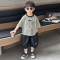 Children's Summer Striped Short-sleeved Korean Shorts Two-piece Children's Suit