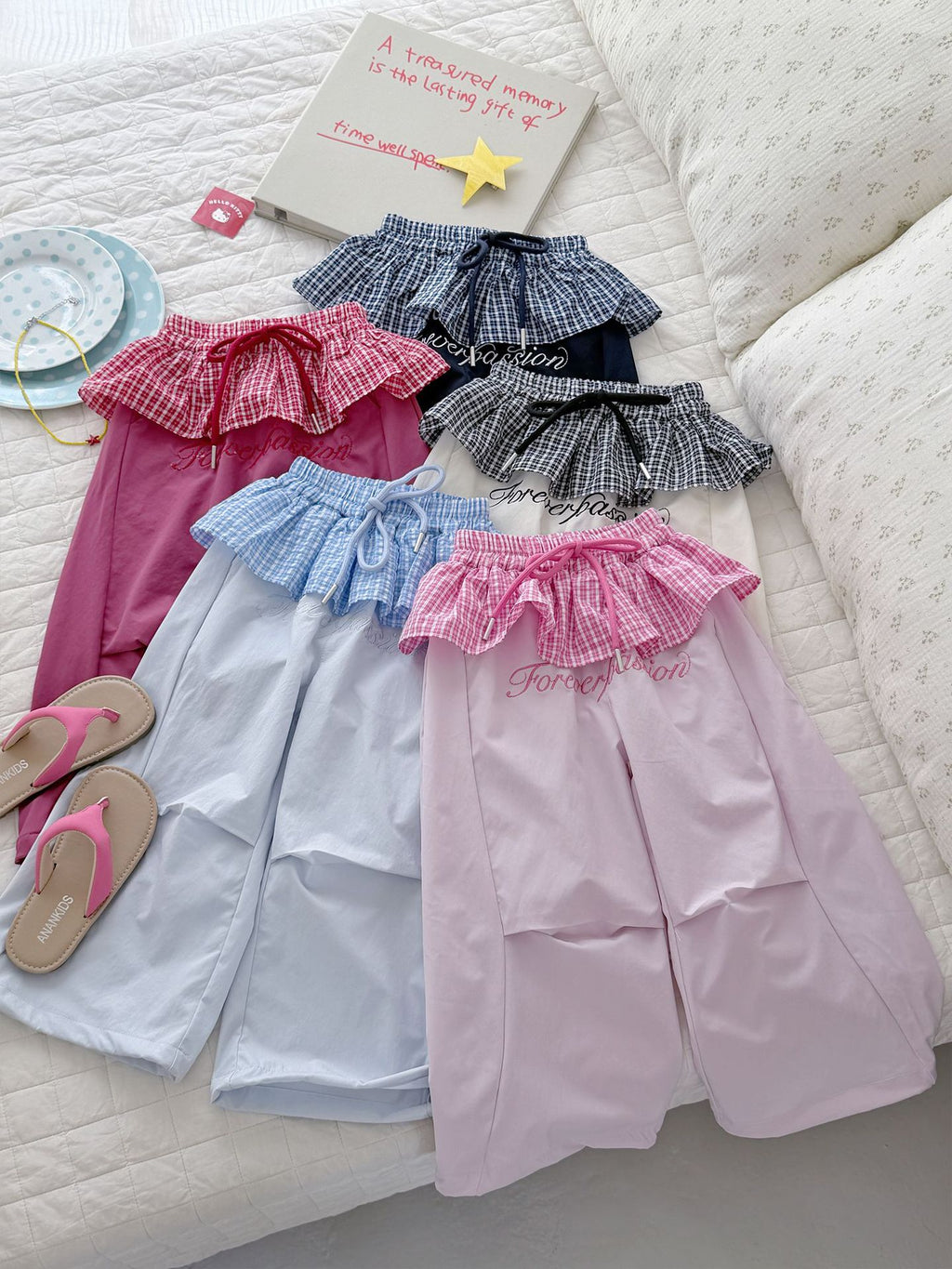 Children's Ice Silk Summer Plaid Skirt Mute Children's Pants