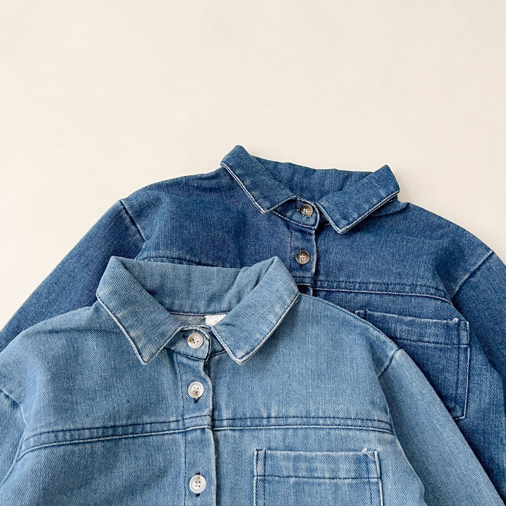 Children's Korean Style Denim Boy Retro Long-sleeved Shirt Children's Suit