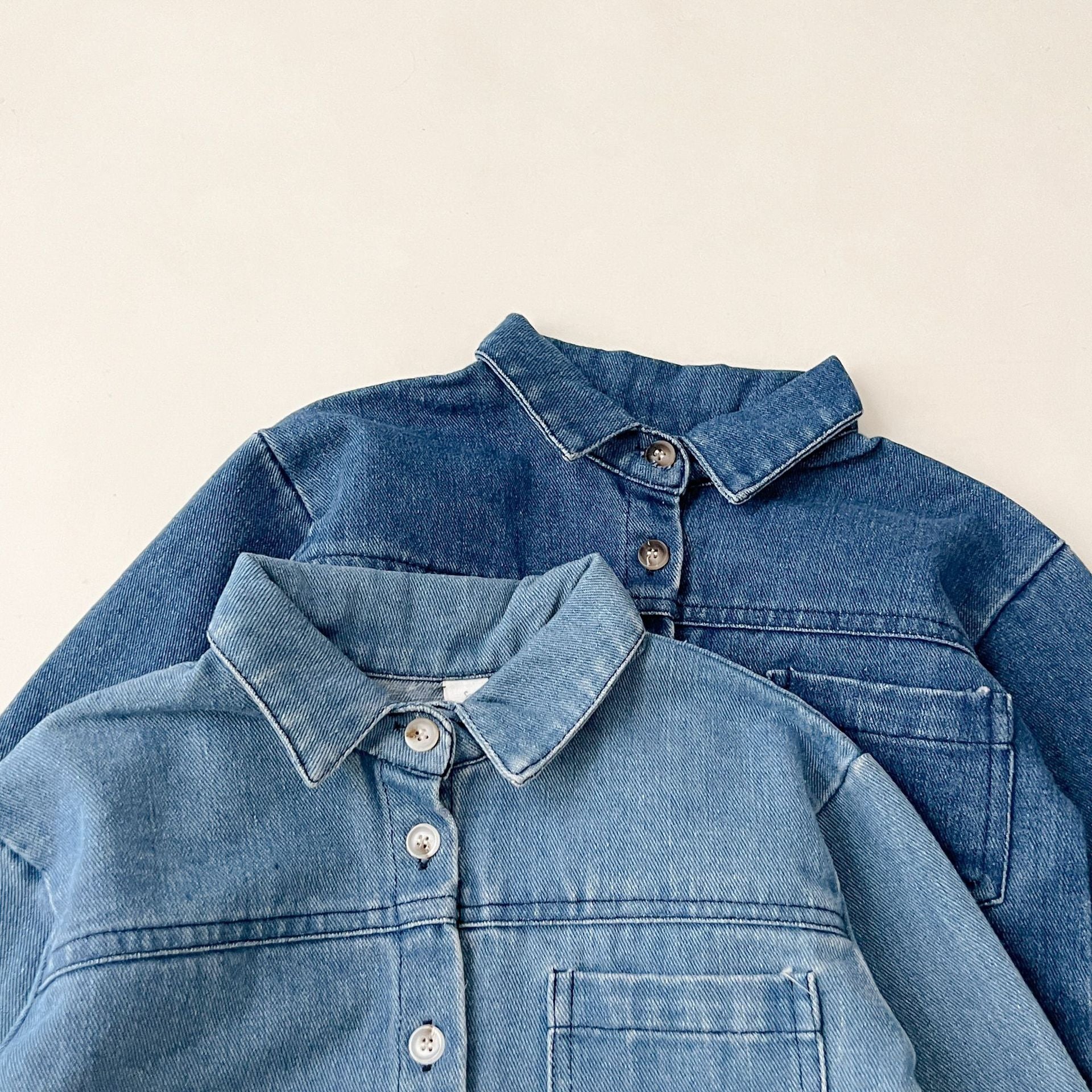 Children's Korean Style Denim Boy Retro Long-sleeved Shirt Children's Suit