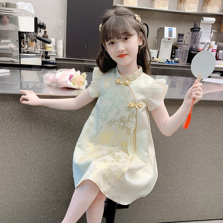 Han Chinese Costume Summer Little National Style Cheongsam Princess Skirt Children's Dress
