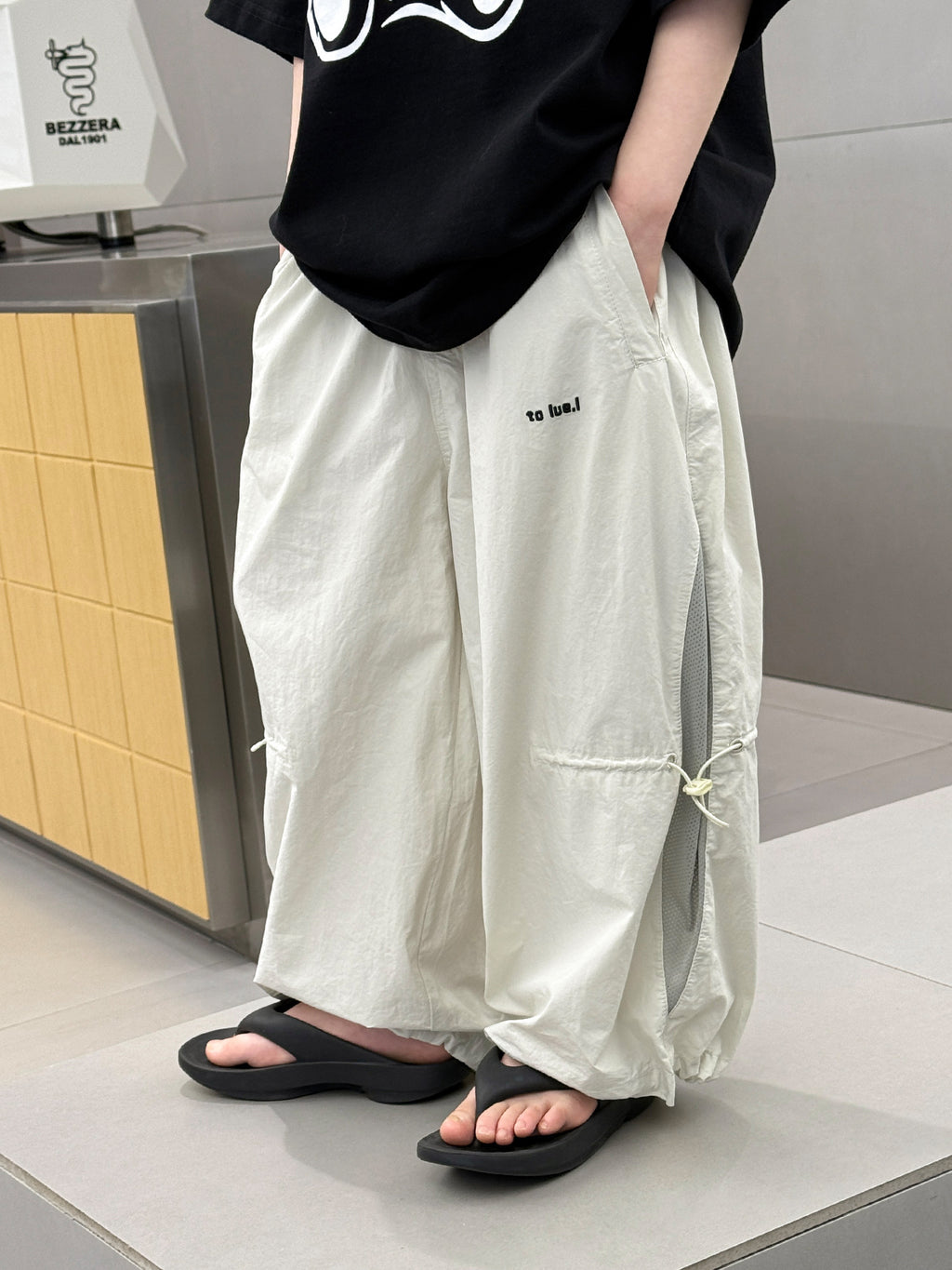 Children's Fashionable Simple Letter Splicing Design Versatile Casual Two-color Children's Pants