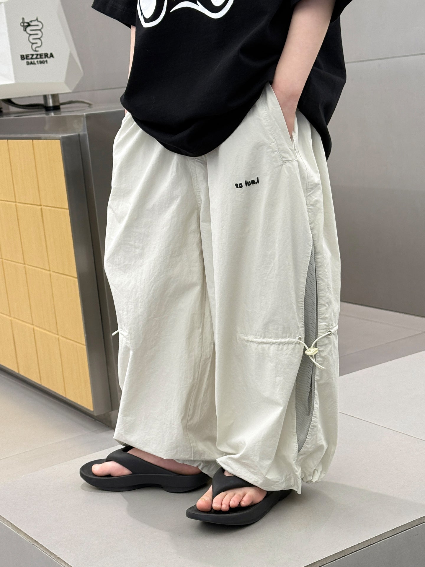 Children's Fashionable Simple Letter Splicing Design Versatile Casual Two-color Children's Pants